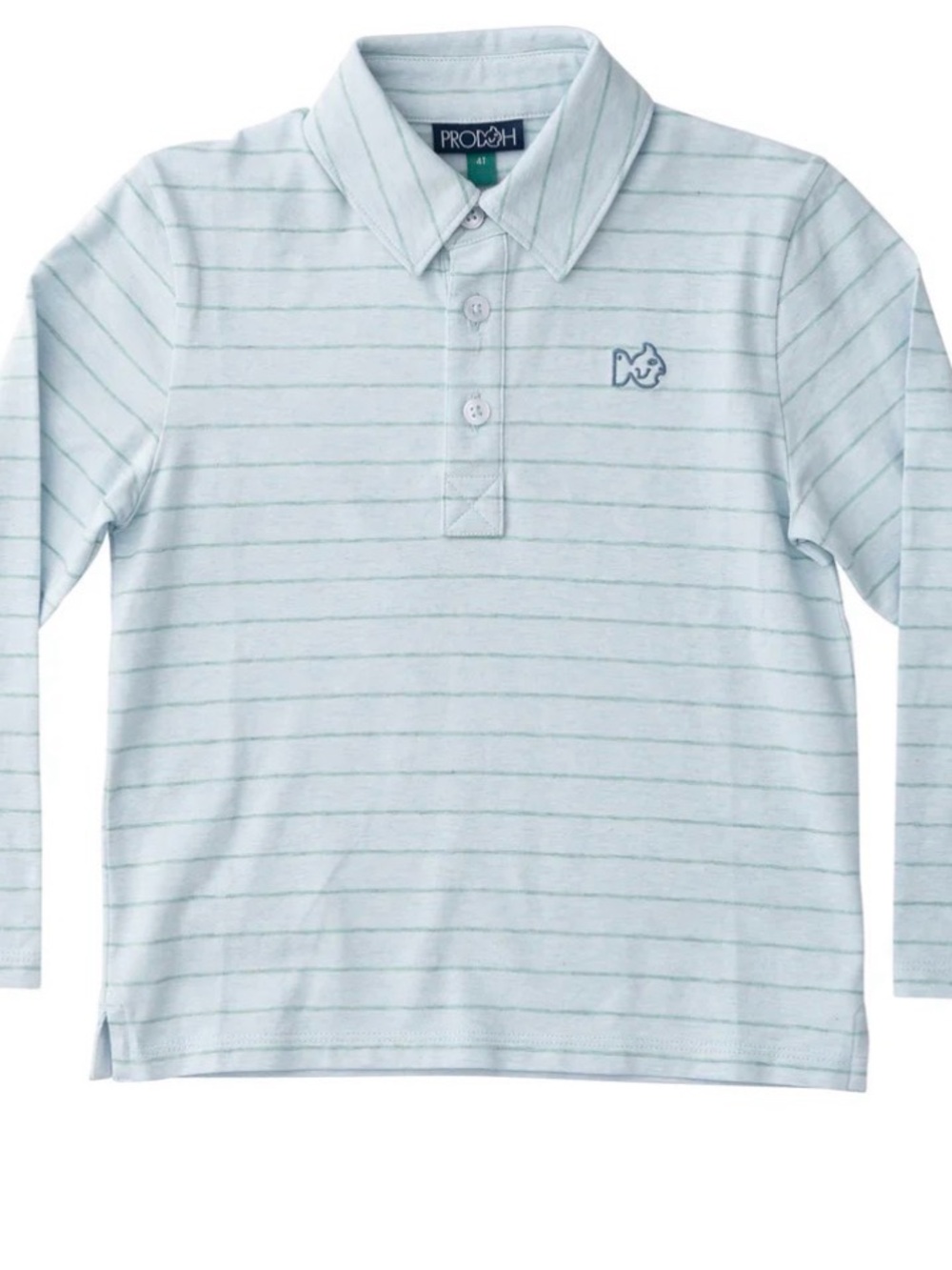 NEW 2T Prodoh Light Blue Striped Long-Sleeve Polo